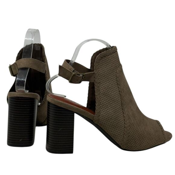 MIA Pat Brown Vegan Suede Open Toe and Heel Booties Sandals Size 10M - Picture 3 of 11